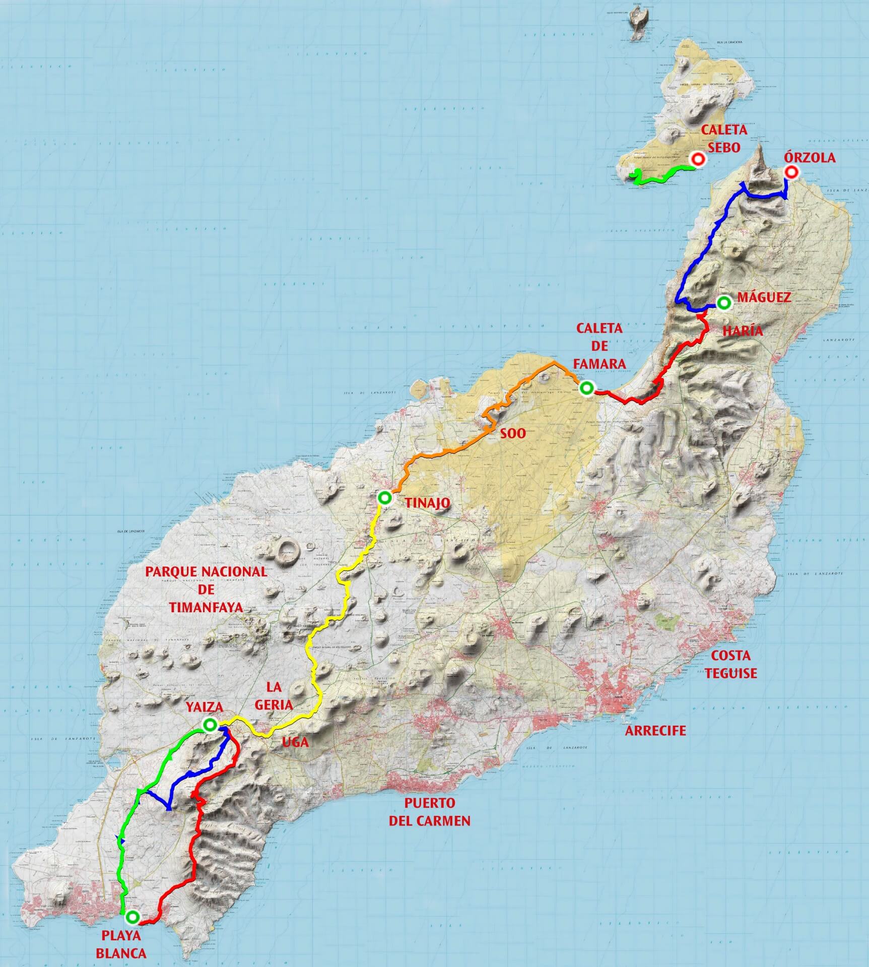 mappa sentieri dei vulcani Lanzarote